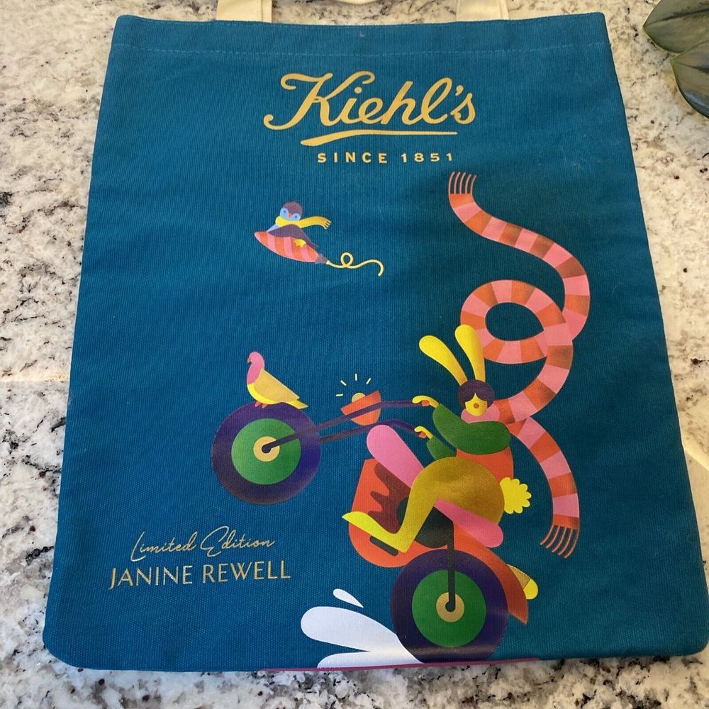 Kiehl's Limited Edition Designer Tote Bag Shoulder‎ Janine Rewell skeleton dog